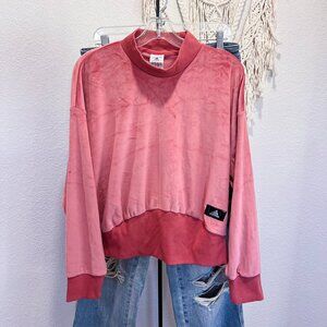 NWT Adidas Velour Cropped Sweatshirt Wonder Red Women’s Medium